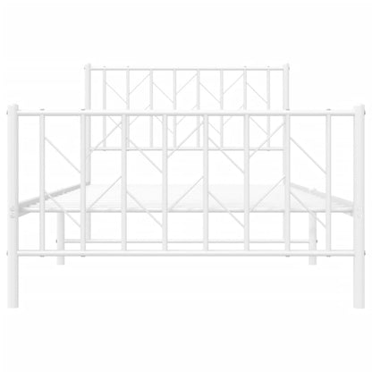 vidaXL Metal Bed Frame without Mattress with Footboard White 100x190cm