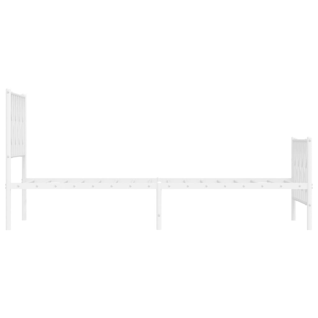 vidaXL Metal Bed Frame without Mattress with Footboard White 100x190cm