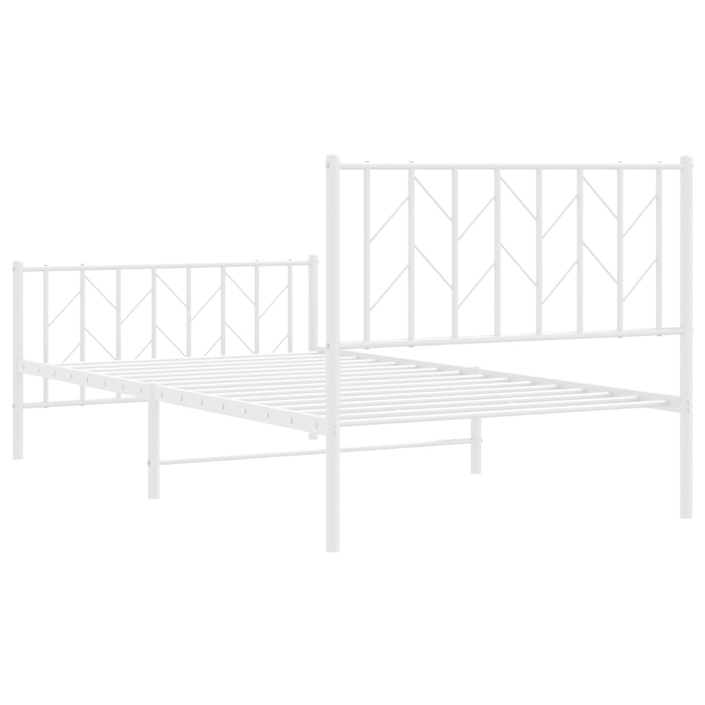 vidaXL Metal Bed Frame without Mattress with Footboard White 100x190cm