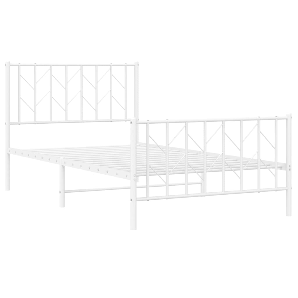 vidaXL Metal Bed Frame without Mattress with Footboard White 100x200cm