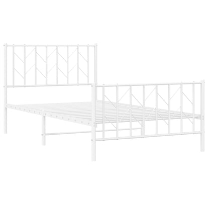 vidaXL Metal Bed Frame without Mattress with Footboard White 100x200cm