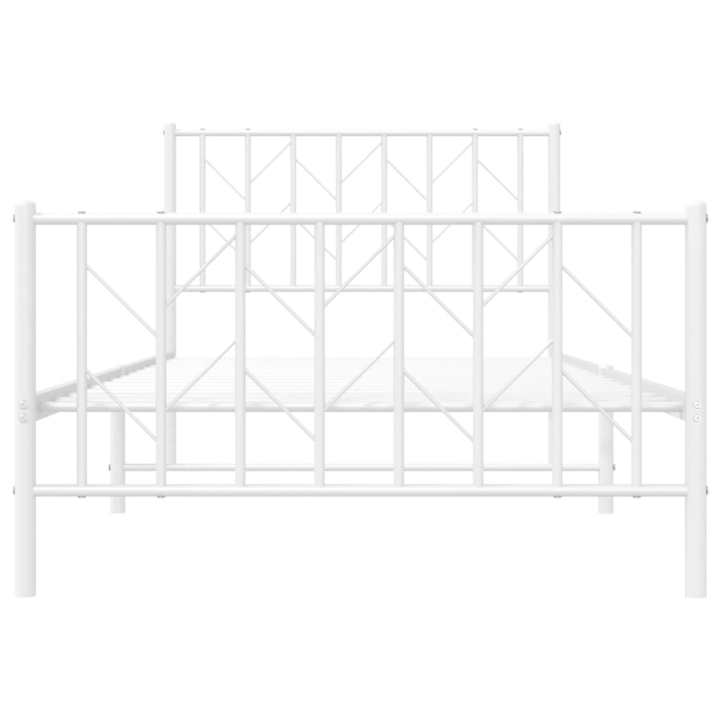 vidaXL Metal Bed Frame without Mattress with Footboard White 100x200cm