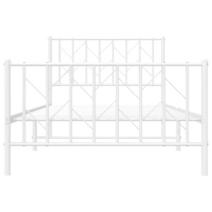 vidaXL Metal Bed Frame without Mattress with Footboard White 100x200cm