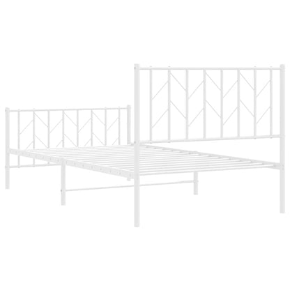 vidaXL Metal Bed Frame without Mattress with Footboard White 100x200cm