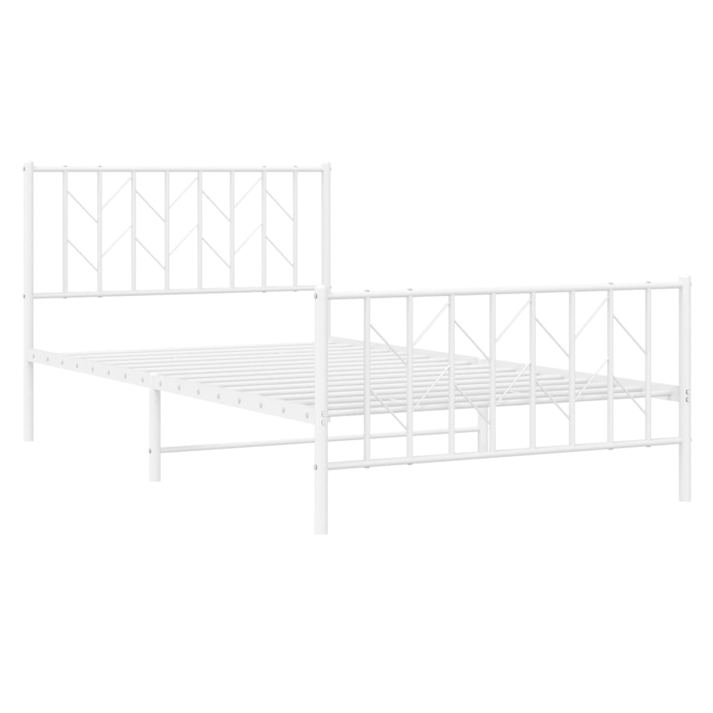 vidaXL Metal Bed Frame without Mattress with Footboard White 107x203cm