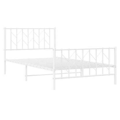 vidaXL Metal Bed Frame without Mattress with Footboard White 107x203cm