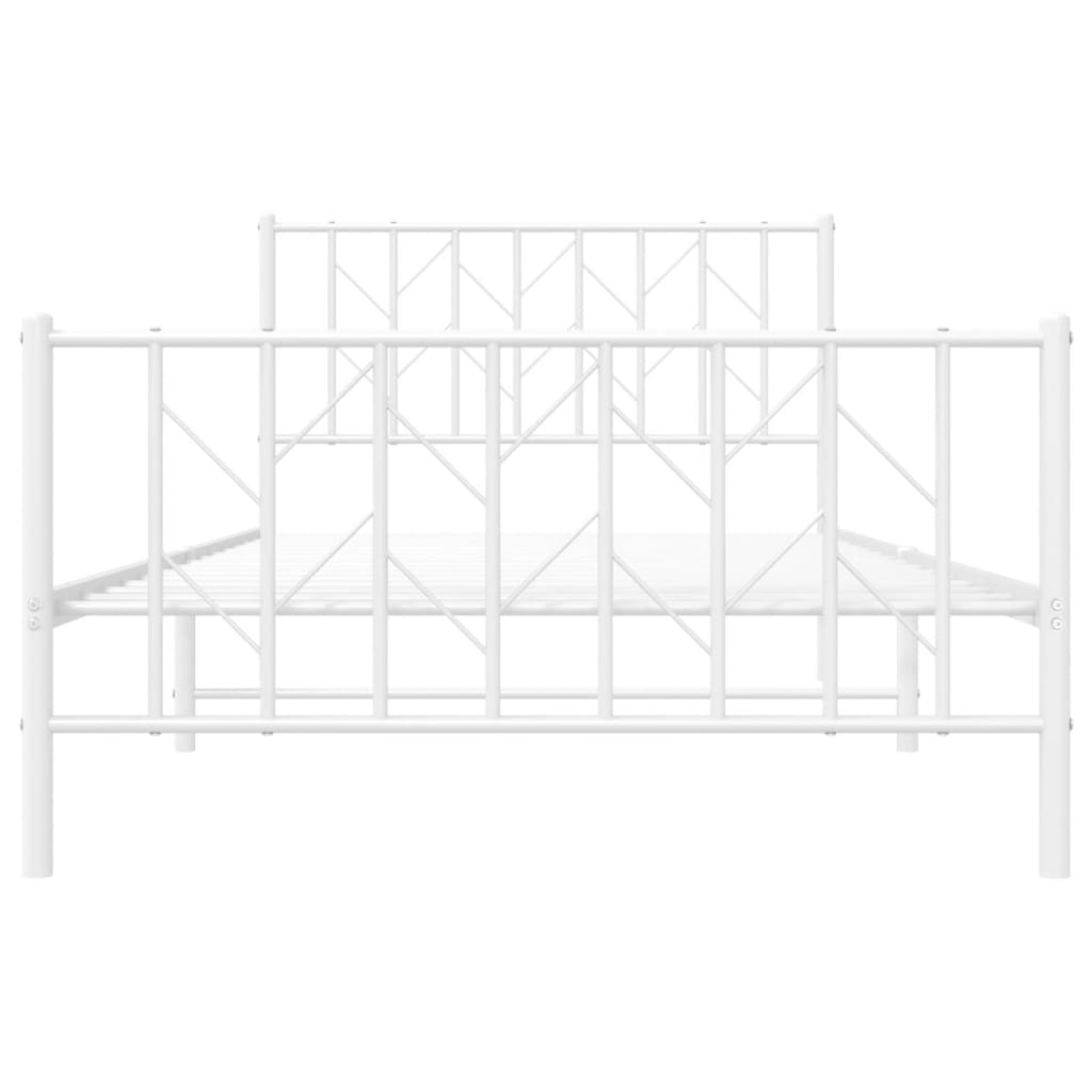 vidaXL Metal Bed Frame without Mattress with Footboard White 107x203cm