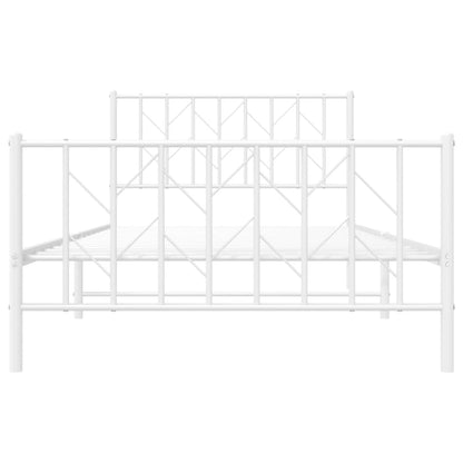 vidaXL Metal Bed Frame without Mattress with Footboard White 107x203cm