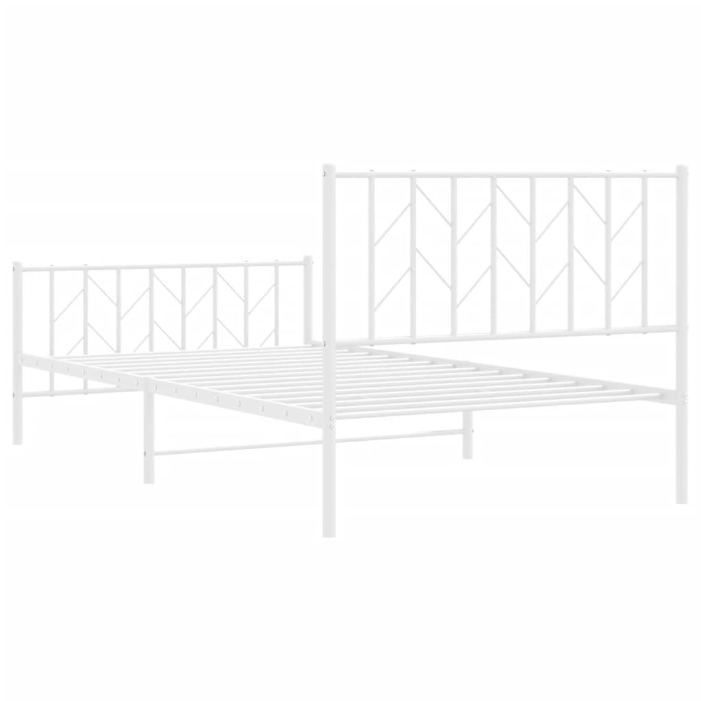 vidaXL Metal Bed Frame without Mattress with Footboard White 107x203cm