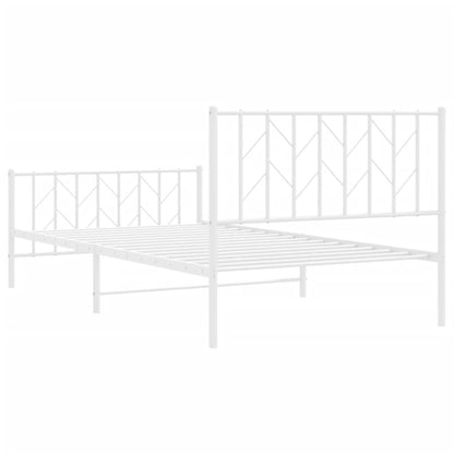 vidaXL Metal Bed Frame without Mattress with Footboard White 107x203cm