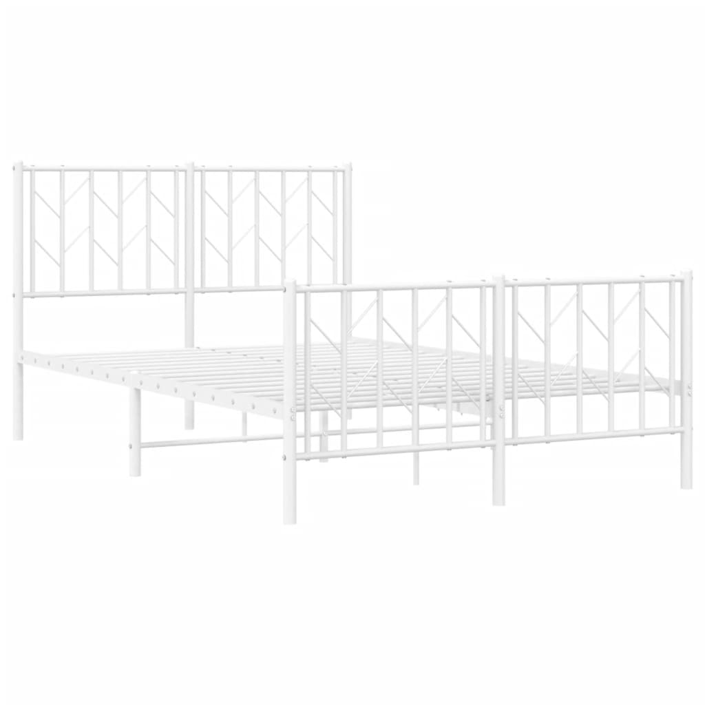 vidaXL Metal Bed Frame without Mattress with Footboard White 120x190cm