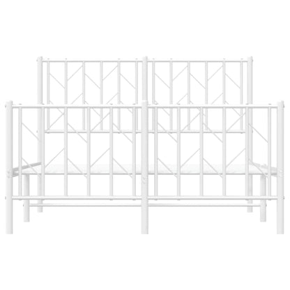 vidaXL Metal Bed Frame without Mattress with Footboard White 120x190cm
