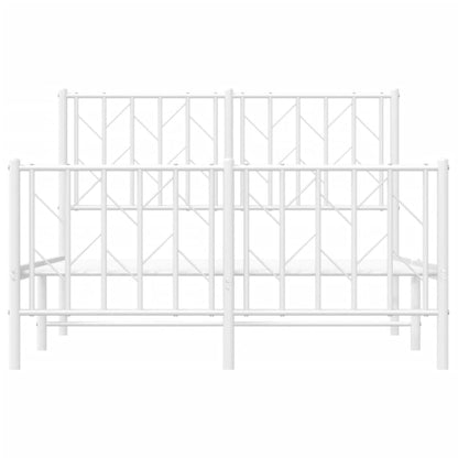 vidaXL Metal Bed Frame without Mattress with Footboard White 120x200cm