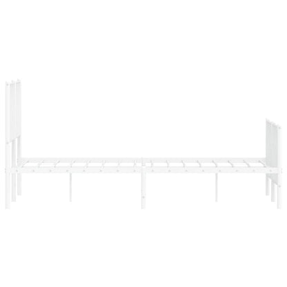 vidaXL Metal Bed Frame without Mattress with Footboard White 120x200cm