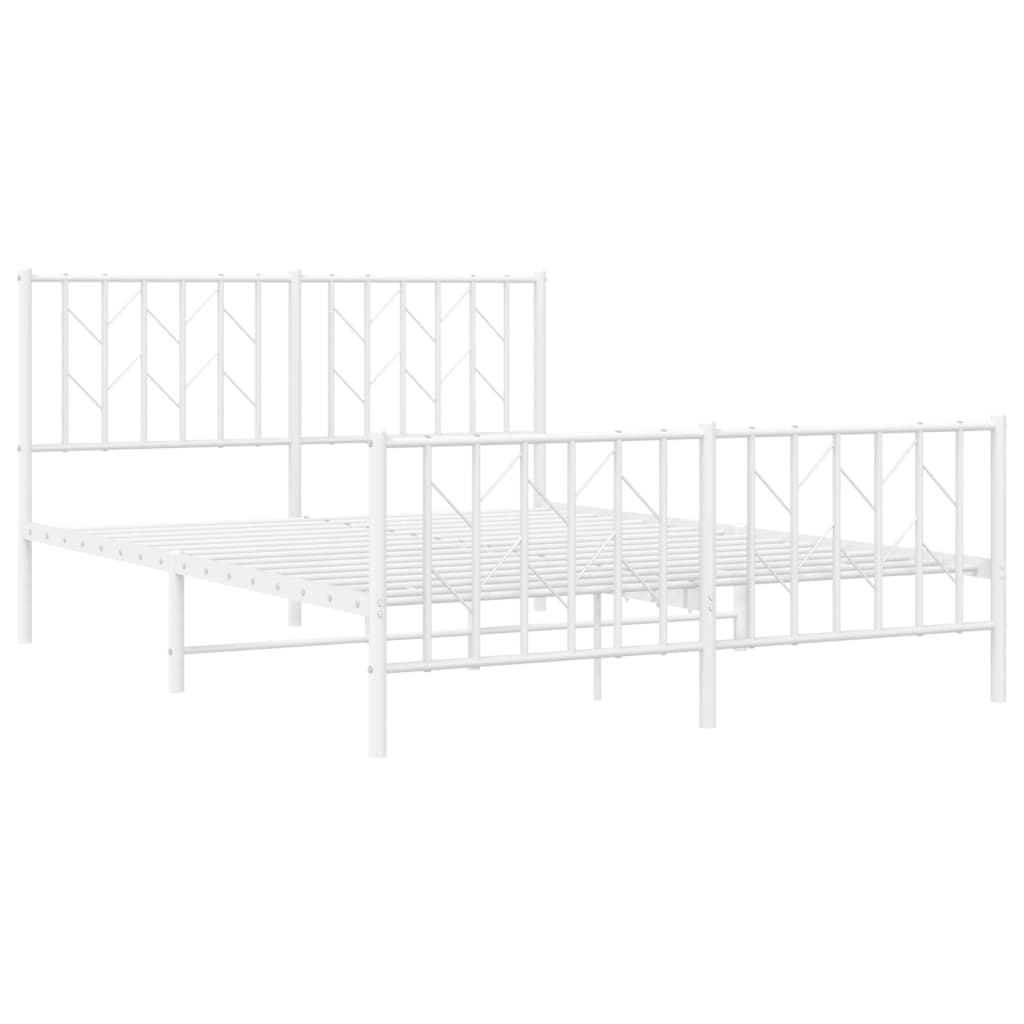 vidaXL Metal Bed Frame without Mattress with Footboard White 140x190cm