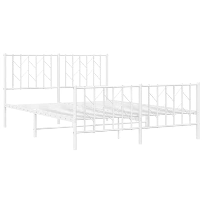 vidaXL Metal Bed Frame without Mattress with Footboard White 140x190cm