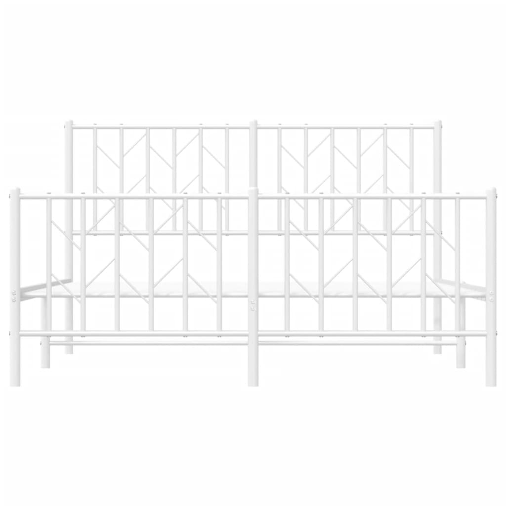 vidaXL Metal Bed Frame without Mattress with Footboard White 140x190cm