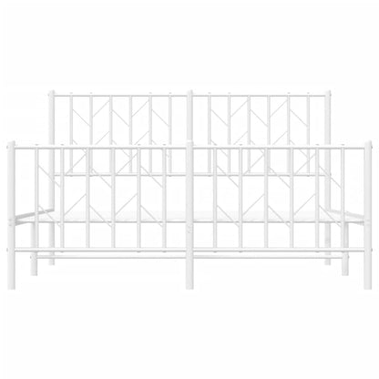 vidaXL Metal Bed Frame without Mattress with Footboard White 140x190cm