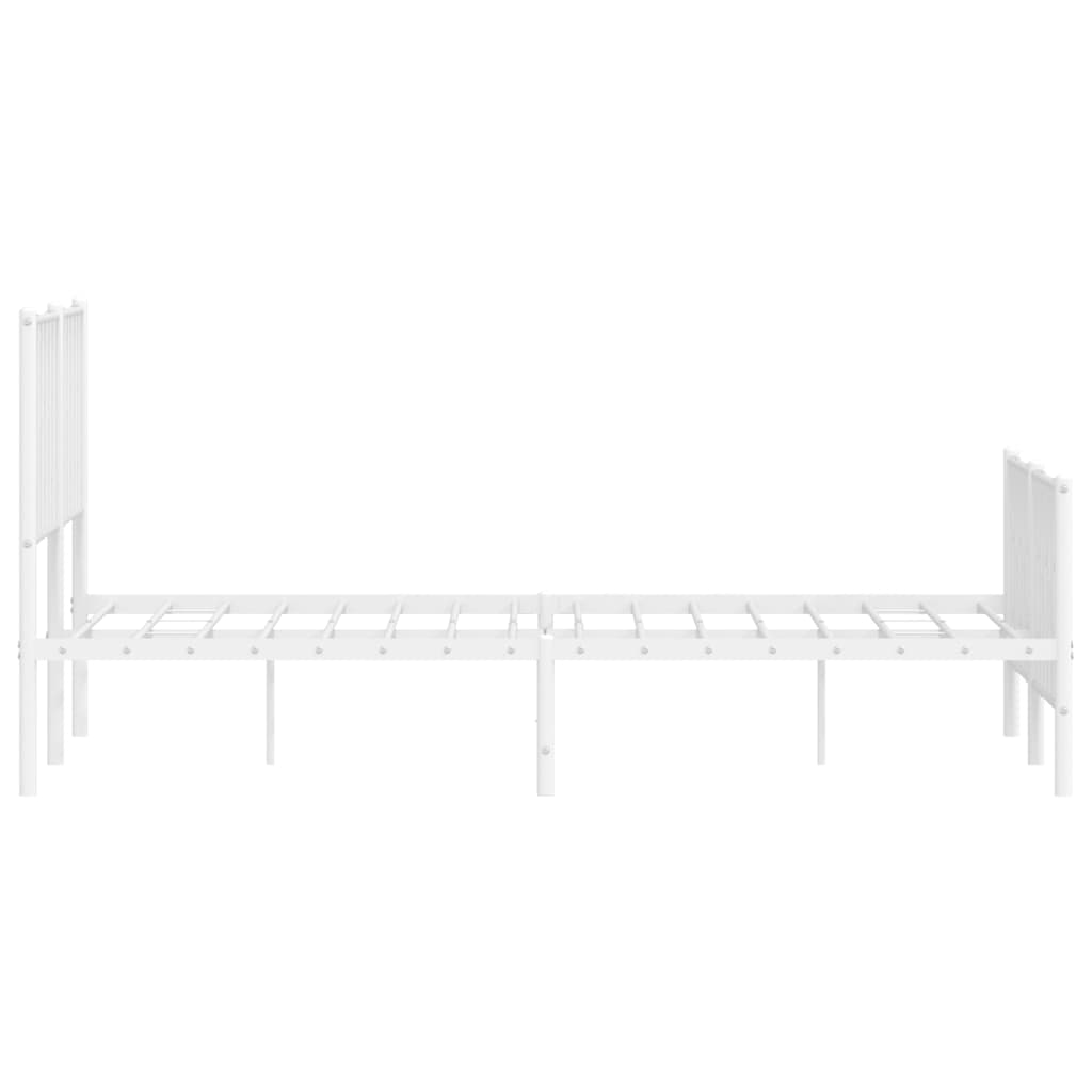 vidaXL Metal Bed Frame without Mattress with Footboard White 140x190cm