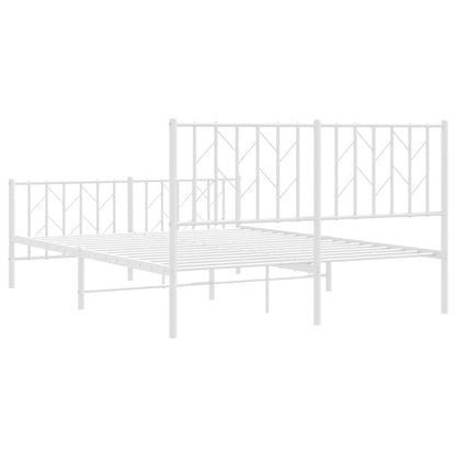vidaXL Metal Bed Frame without Mattress with Footboard White 140x190cm