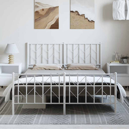 vidaXL Metal Bed Frame without Mattress with Footboard White 150x200cm