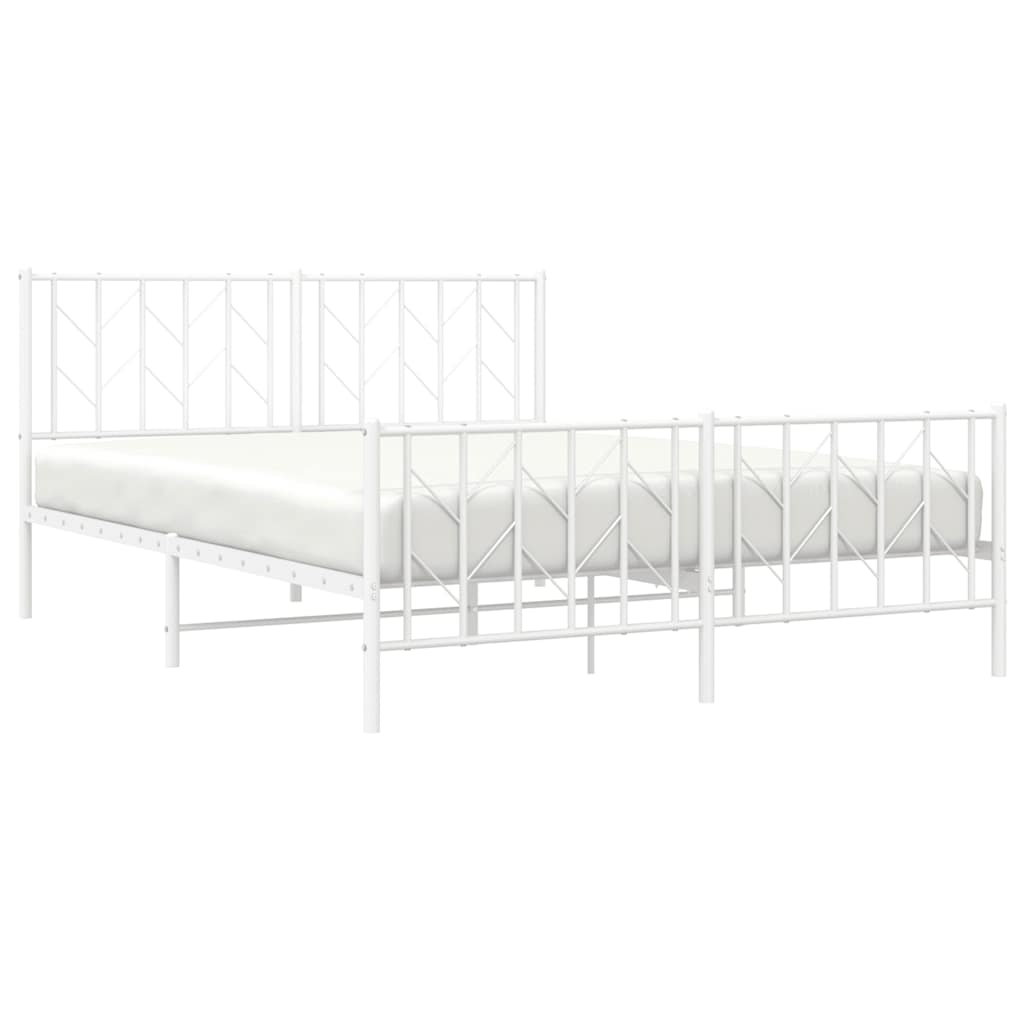 vidaXL Metal Bed Frame without Mattress with Footboard White 150x200cm