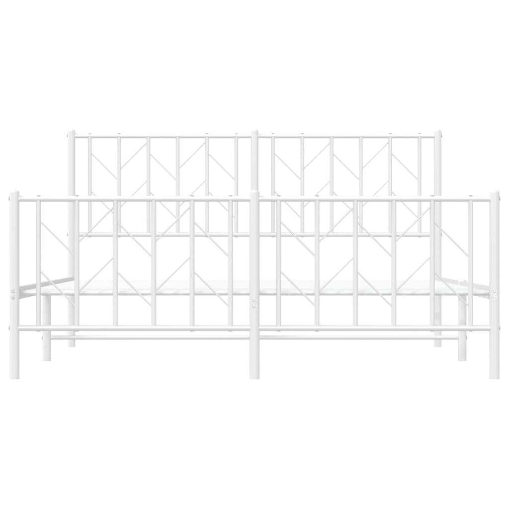 vidaXL Metal Bed Frame without Mattress with Footboard White 150x200cm