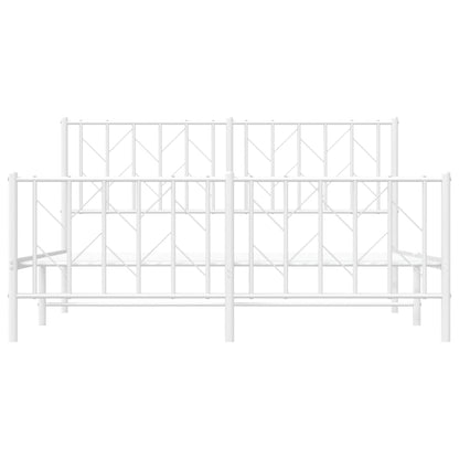 vidaXL Metal Bed Frame without Mattress with Footboard White 150x200cm