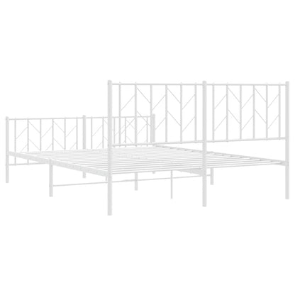 vidaXL Metal Bed Frame without Mattress with Footboard White 150x200cm