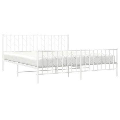 vidaXL Metal Bed Frame without Mattress with Footboard White 183x213cm