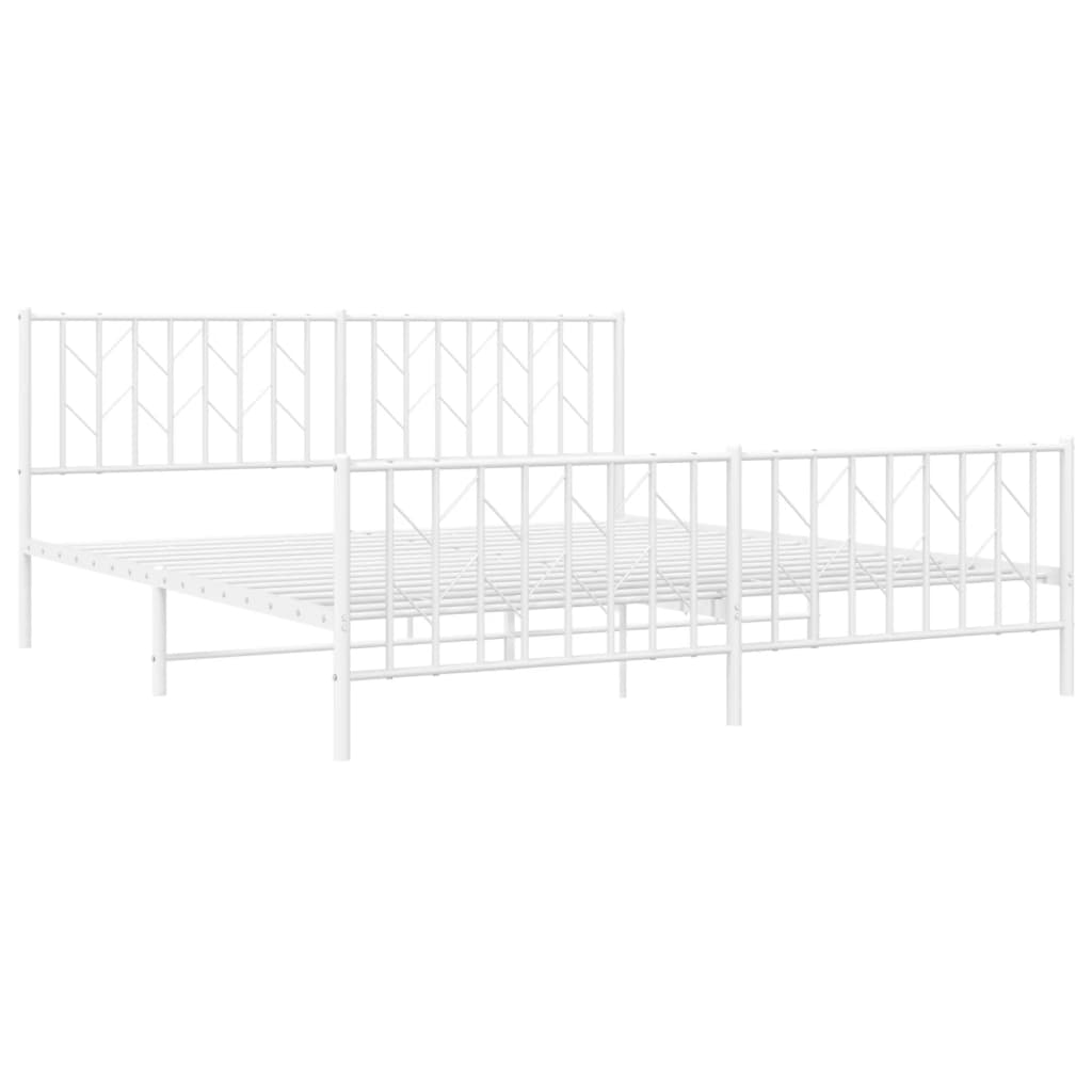 vidaXL Metal Bed Frame without Mattress with Footboard White 183x213cm