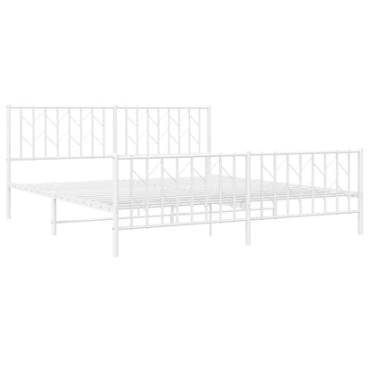 vidaXL Metal Bed Frame without Mattress with Footboard White 183x213cm