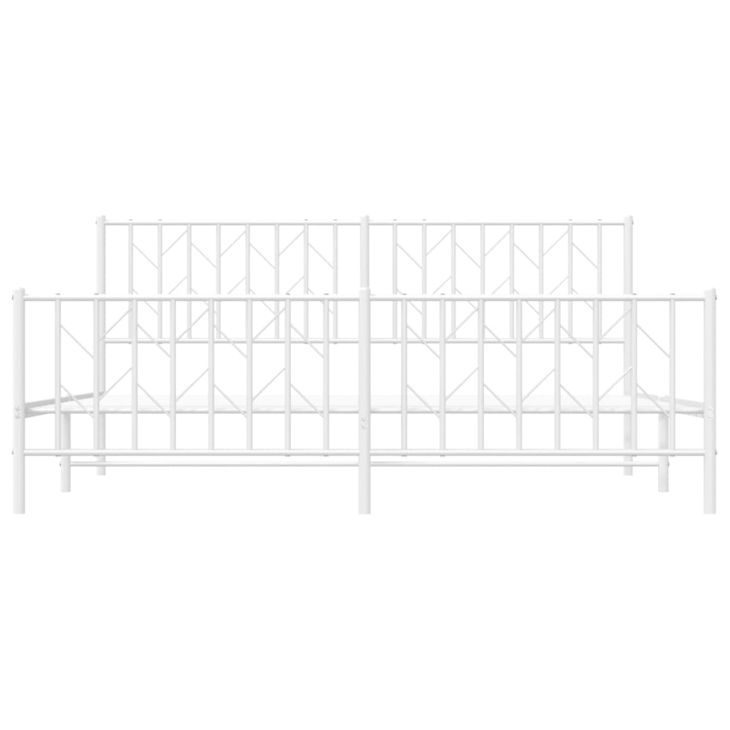vidaXL Metal Bed Frame without Mattress with Footboard White 183x213cm