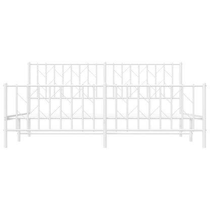 vidaXL Metal Bed Frame without Mattress with Footboard White 183x213cm