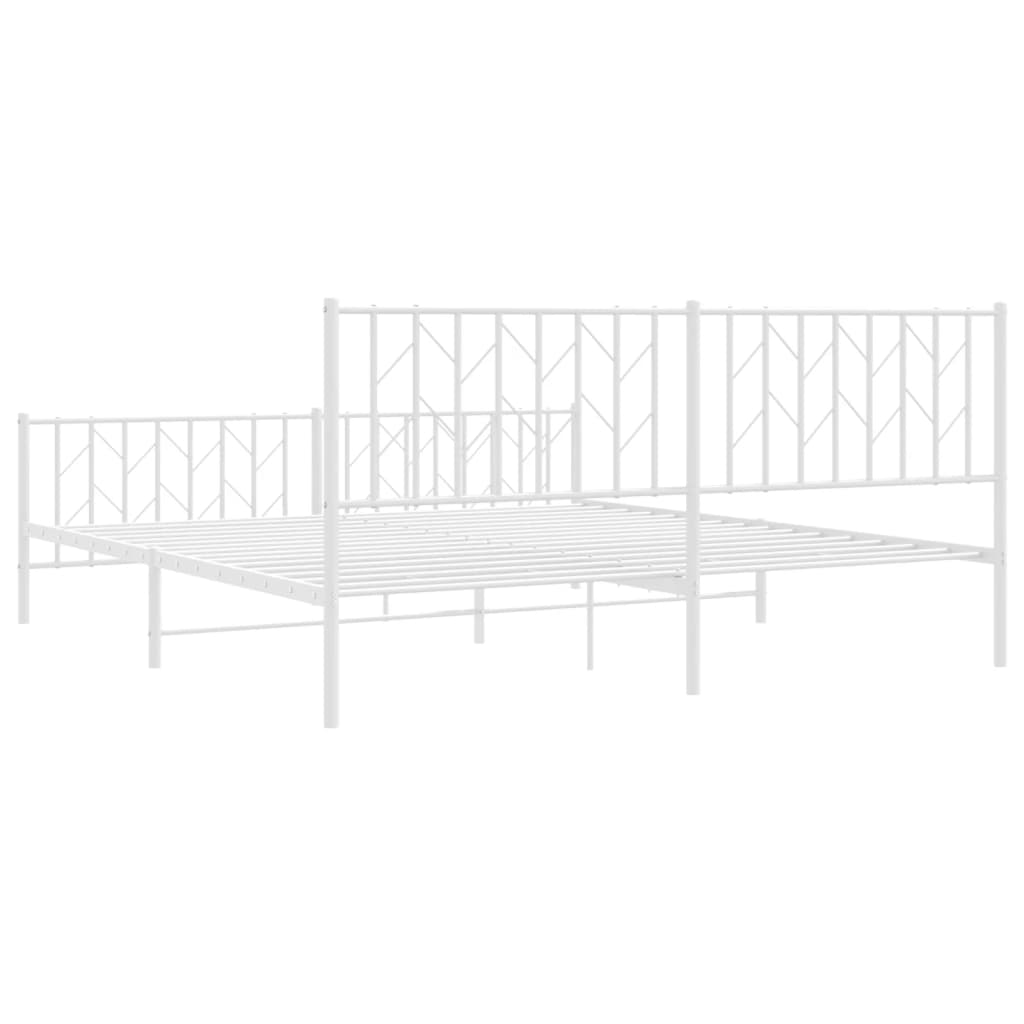 vidaXL Metal Bed Frame without Mattress with Footboard White 183x213cm