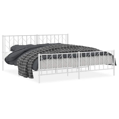 vidaXL Metal Bed Frame without Mattress with Footboard White 193x203cm