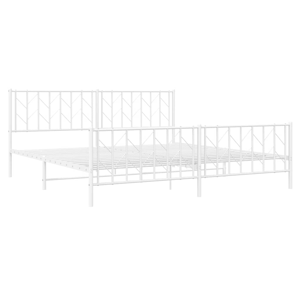 vidaXL Metal Bed Frame without Mattress with Footboard White 193x203cm