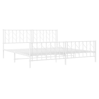vidaXL Metal Bed Frame without Mattress with Footboard White 193x203cm