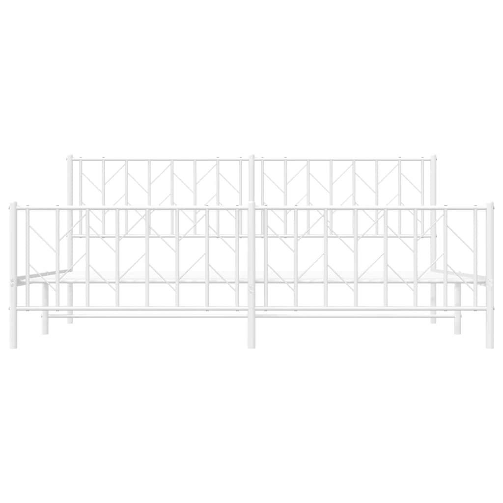 vidaXL Metal Bed Frame without Mattress with Footboard White 193x203cm