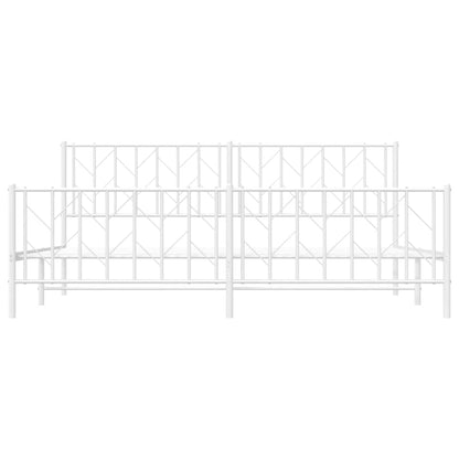 vidaXL Metal Bed Frame without Mattress with Footboard White 193x203cm