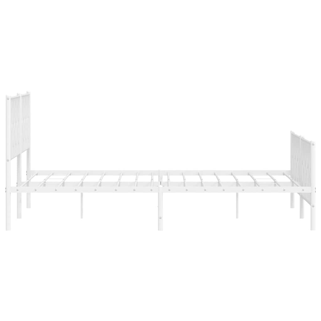 vidaXL Metal Bed Frame without Mattress with Footboard White 193x203cm