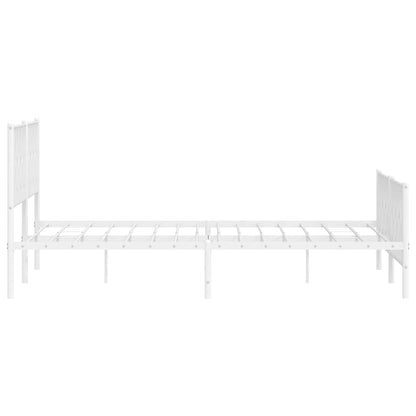 vidaXL Metal Bed Frame without Mattress with Footboard White 193x203cm