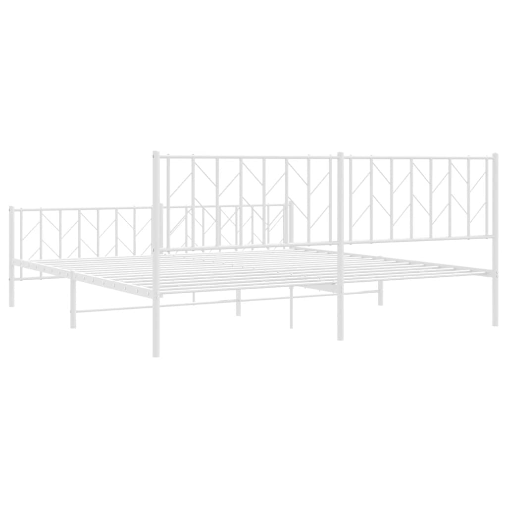 vidaXL Metal Bed Frame without Mattress with Footboard White 193x203cm