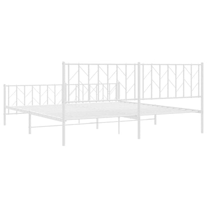 vidaXL Metal Bed Frame without Mattress with Footboard White 193x203cm