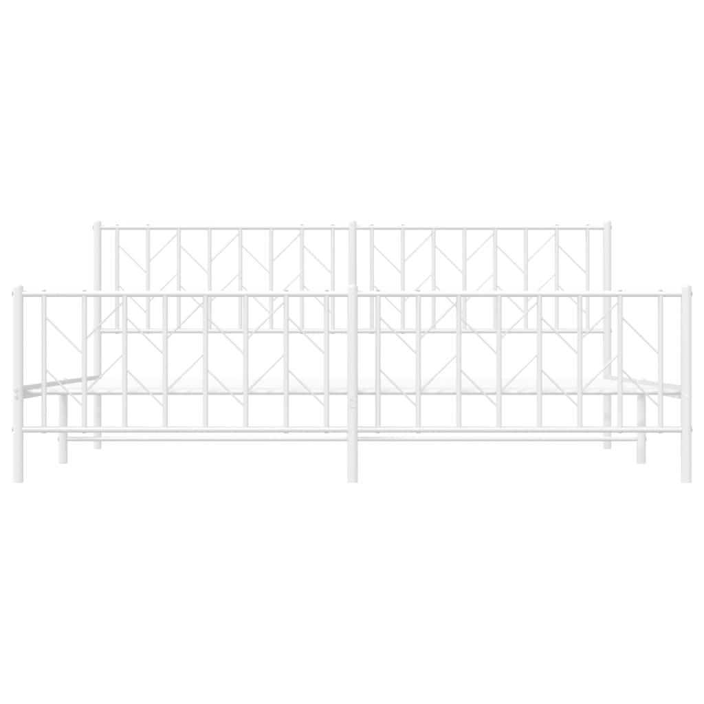 vidaXL Metal Bed Frame without Mattress with Footboard White 200x200cm