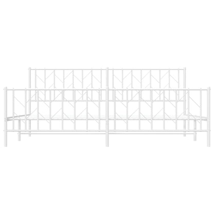 vidaXL Metal Bed Frame without Mattress with Footboard White 200x200cm