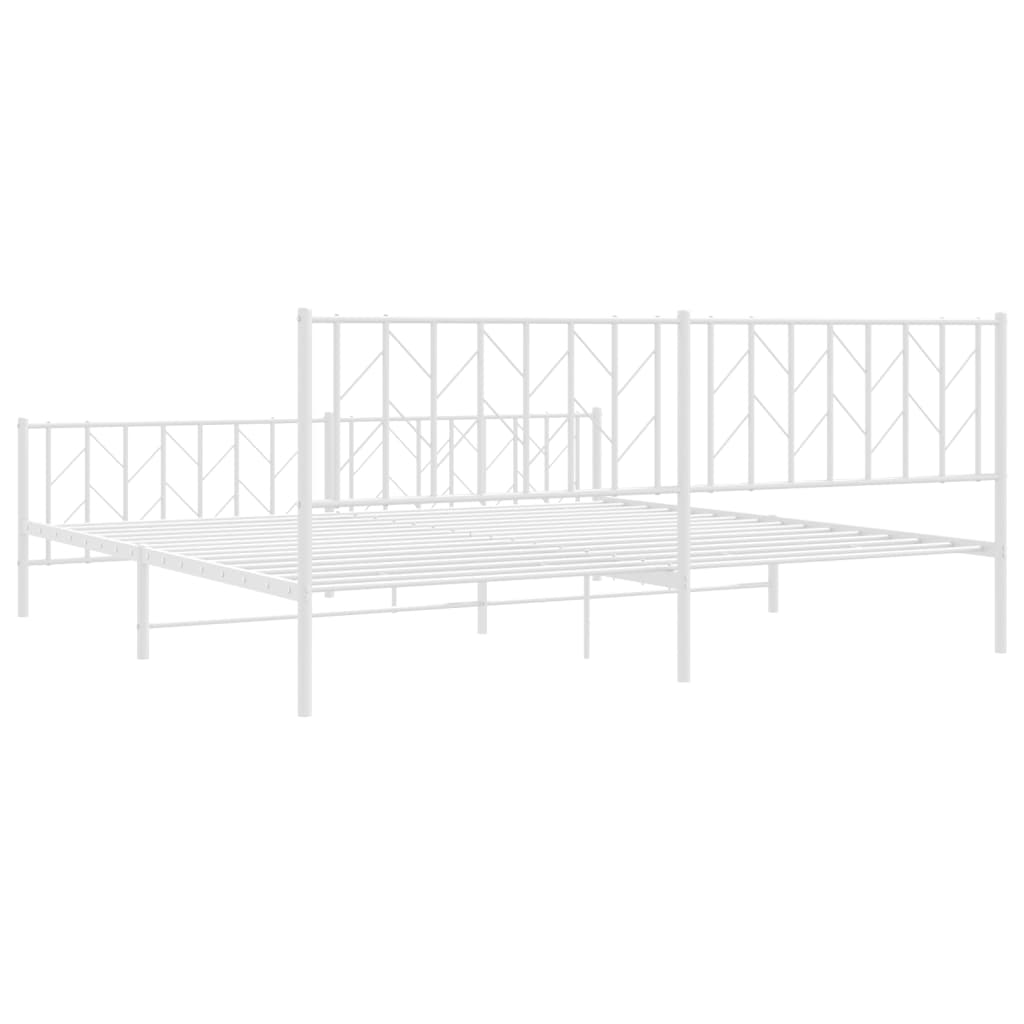 vidaXL Metal Bed Frame without Mattress with Footboard White 200x200cm
