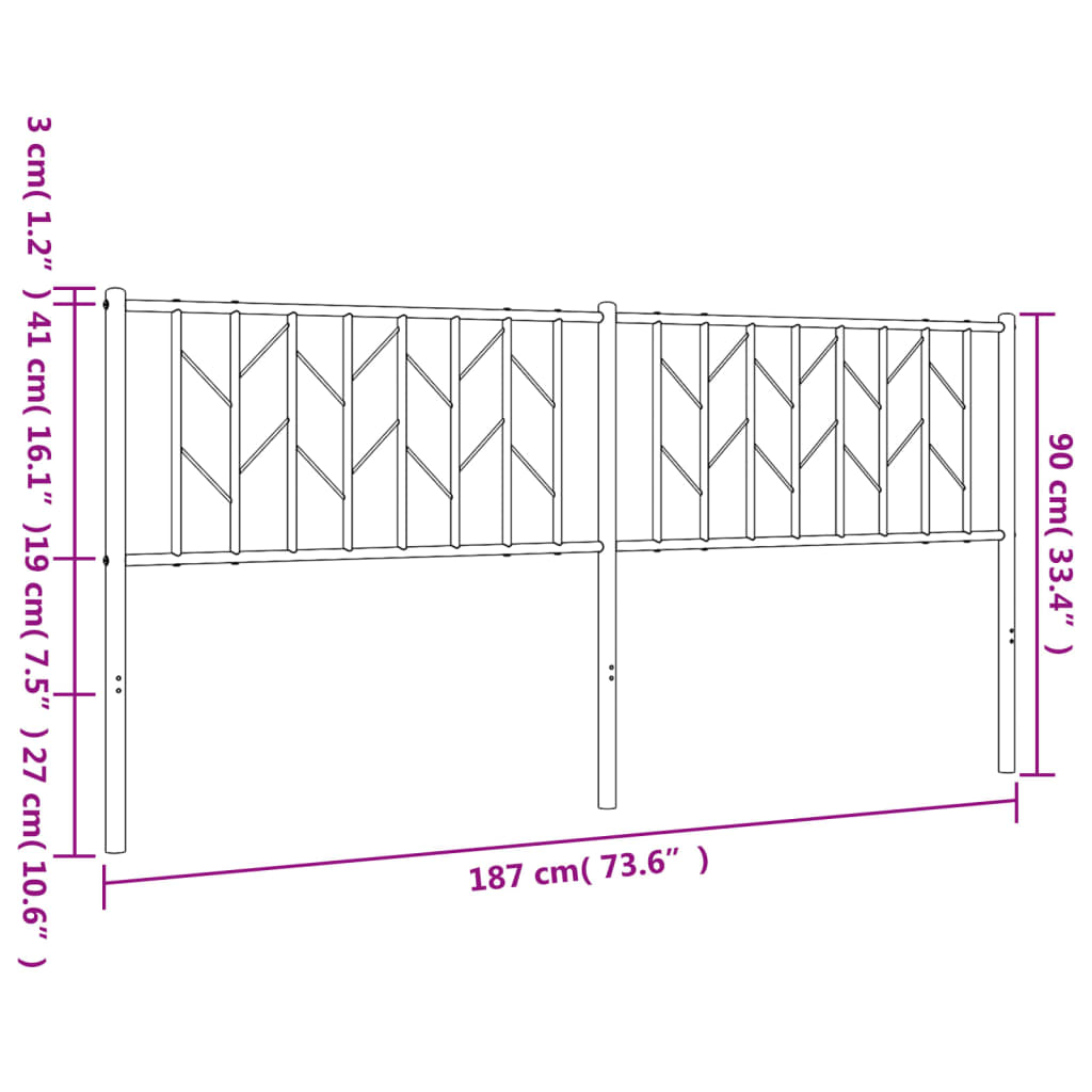 vidaXL Metal Replace Headboard White 180 cm