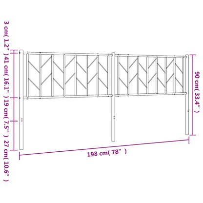 vidaXL Metal Replace Headboard White 193 cm