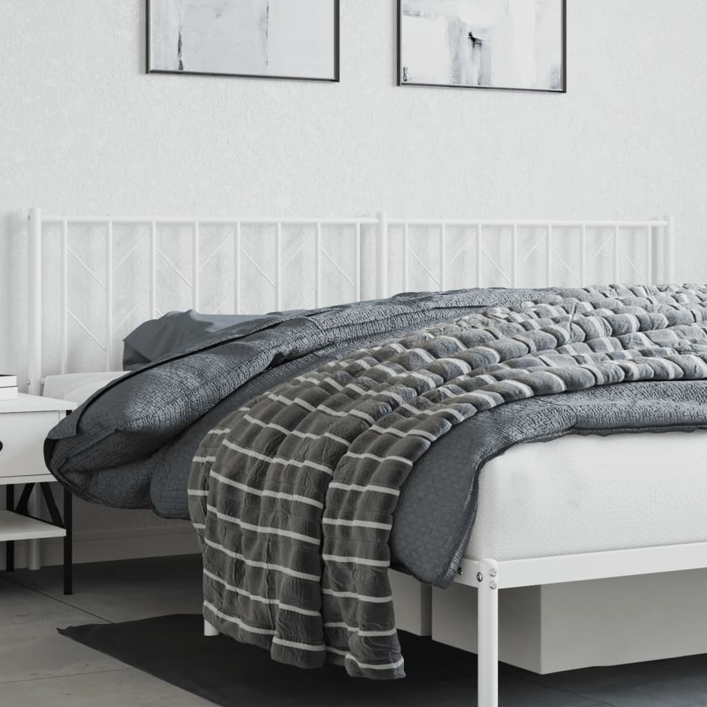 vidaXL Metal Replace Headboard White 200 cm